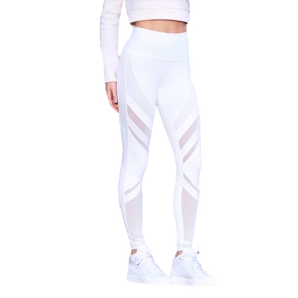 NWOT ALO YOGA HIGH WAIST EPIC LEGGINGS Airbrush White Mesh pants Joggers - Picture 1 of 10